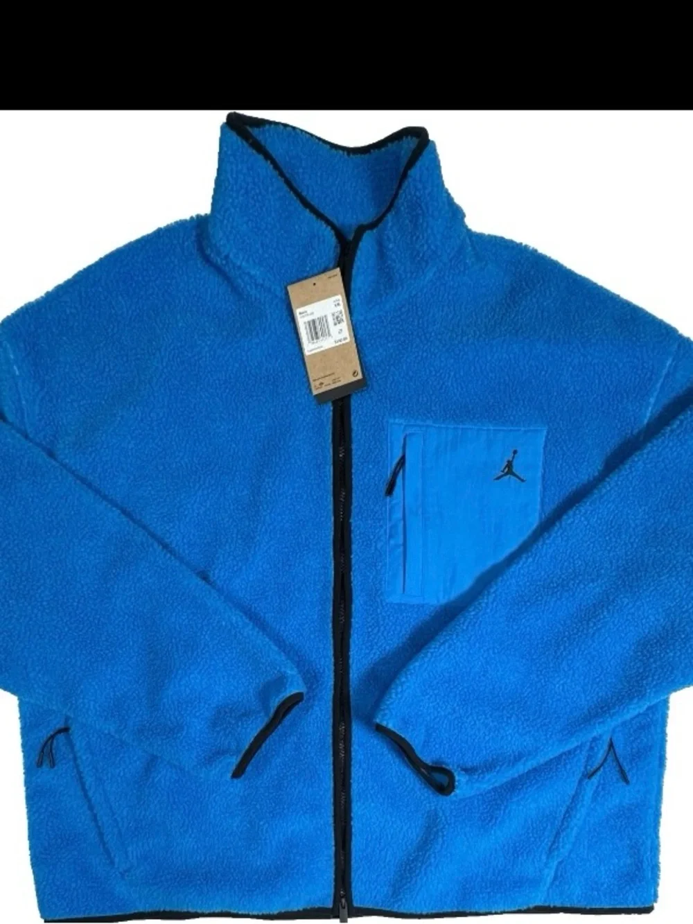 Jordan Blue Sherpa Full-Zip Jacket with Black Trim new